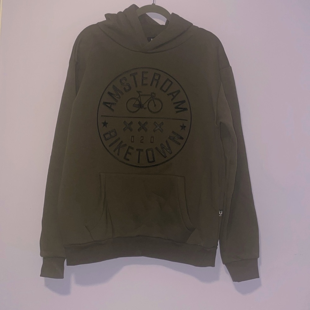 Fox originals Unisex Army Green Hoody Large Amsterdam Biketown Souvenir hooded